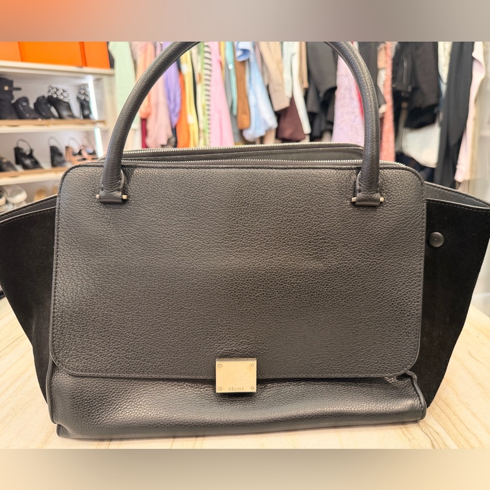 Celine Black Leather Satchel